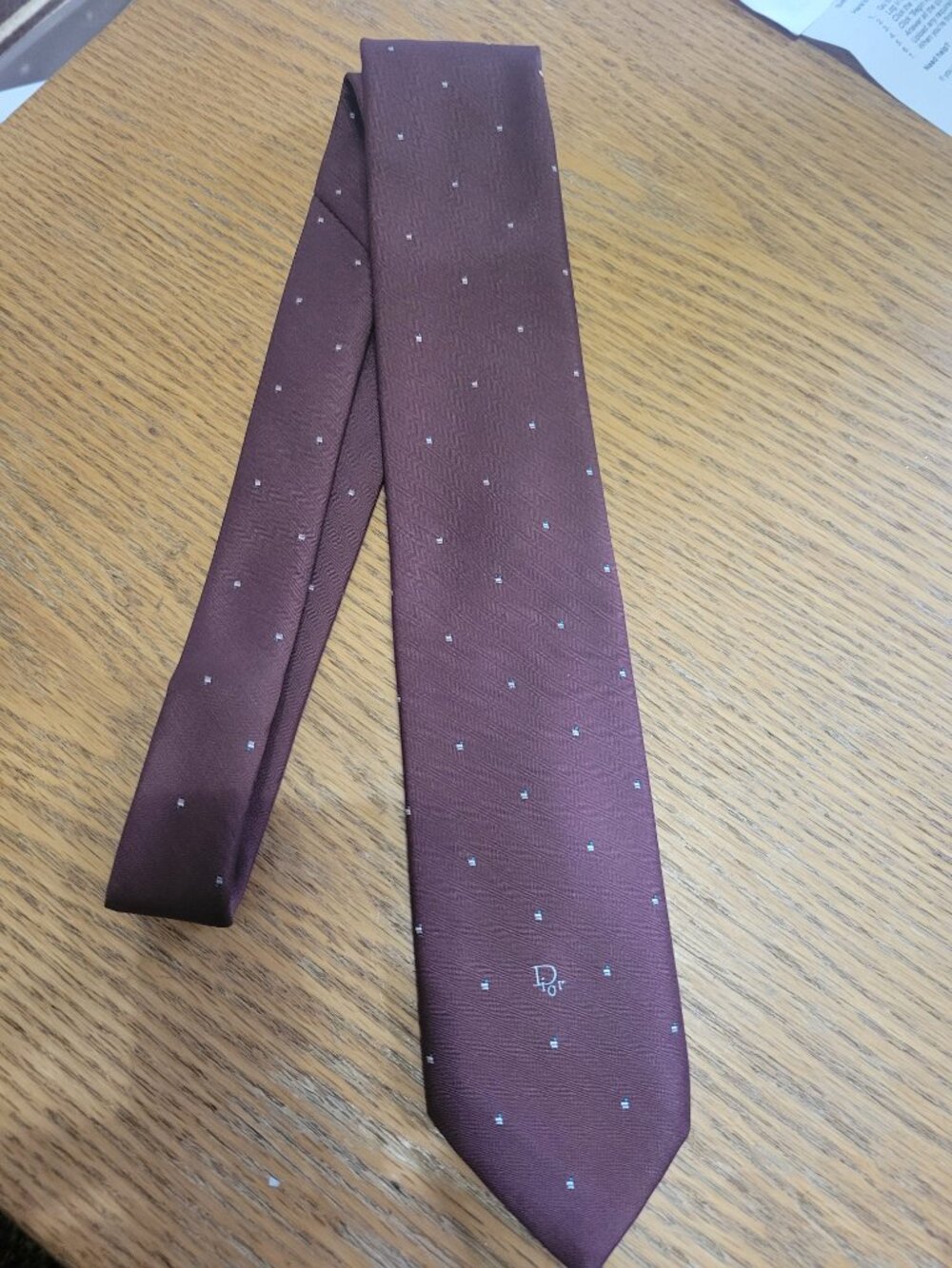 Christian Dior Burgundy Logo Tie Pre-Owned